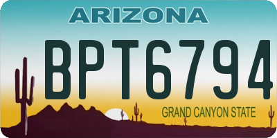 AZ license plate BPT6794