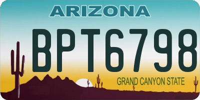 AZ license plate BPT6798