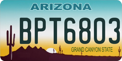 AZ license plate BPT6803