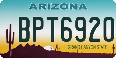 AZ license plate BPT6920