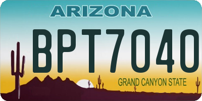 AZ license plate BPT7040