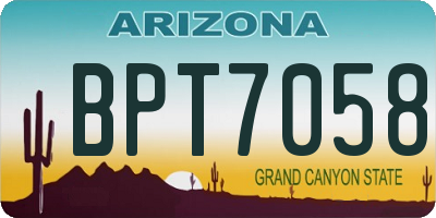 AZ license plate BPT7058
