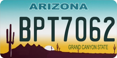 AZ license plate BPT7062