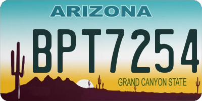 AZ license plate BPT7254