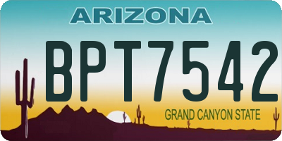 AZ license plate BPT7542