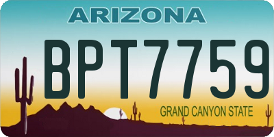 AZ license plate BPT7759