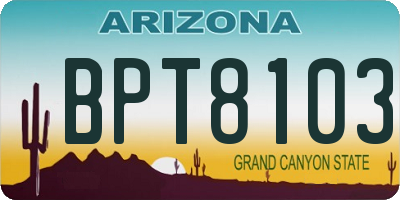 AZ license plate BPT8103