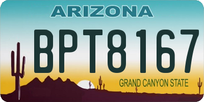 AZ license plate BPT8167