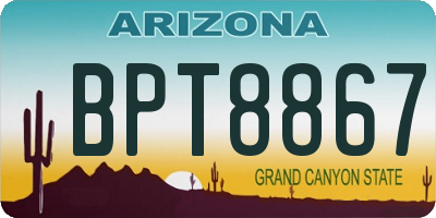 AZ license plate BPT8867