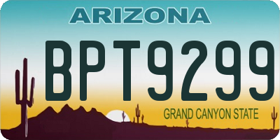AZ license plate BPT9299
