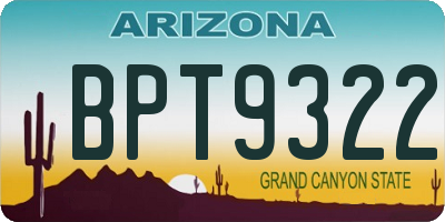 AZ license plate BPT9322