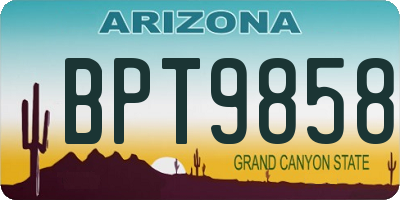 AZ license plate BPT9858
