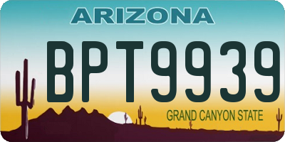 AZ license plate BPT9939