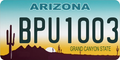AZ license plate BPU1003