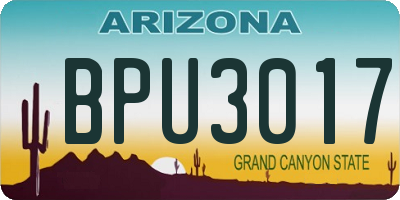 AZ license plate BPU3017
