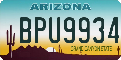 AZ license plate BPU9934