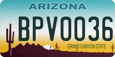 AZ license plate BPV0036