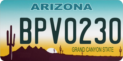 AZ license plate BPV0230