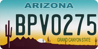 AZ license plate BPV0275
