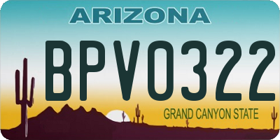 AZ license plate BPV0322