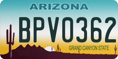 AZ license plate BPV0362