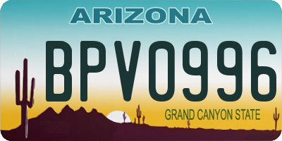 AZ license plate BPV0996
