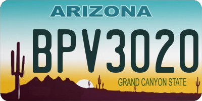 AZ license plate BPV3020
