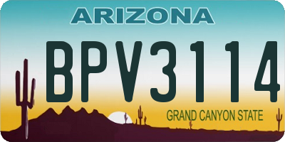 AZ license plate BPV3114