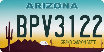 AZ license plate BPV3122