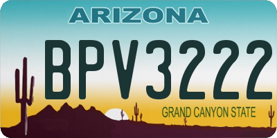 AZ license plate BPV3222