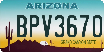 AZ license plate BPV3670