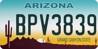 AZ license plate BPV3839