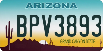 AZ license plate BPV3893