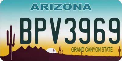 AZ license plate BPV3969