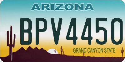 AZ license plate BPV4450