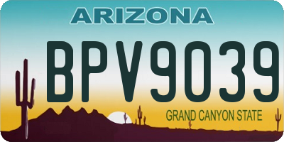 AZ license plate BPV9039