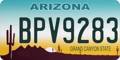 AZ license plate BPV9283