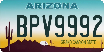 AZ license plate BPV9992