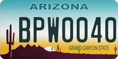 AZ license plate BPW0040