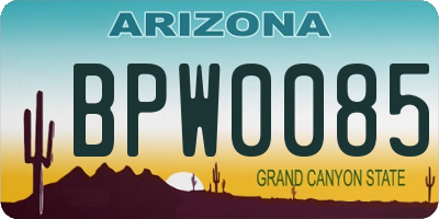 AZ license plate BPW0085