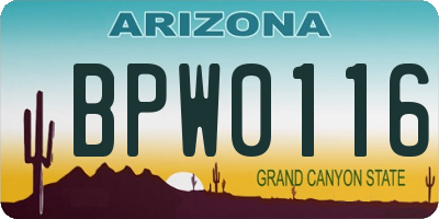 AZ license plate BPW0116