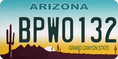AZ license plate BPW0132