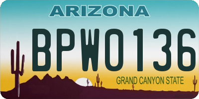 AZ license plate BPW0136