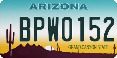 AZ license plate BPW0152