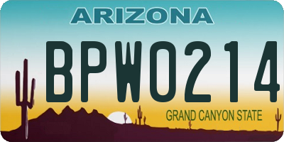AZ license plate BPW0214