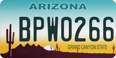 AZ license plate BPW0266