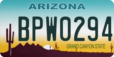 AZ license plate BPW0294