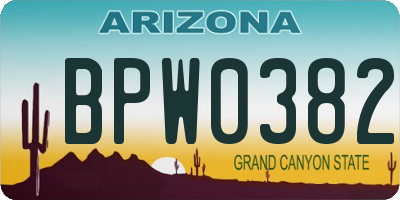 AZ license plate BPW0382