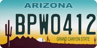 AZ license plate BPW0412