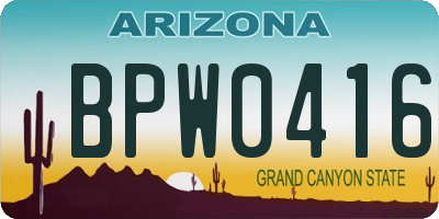 AZ license plate BPW0416